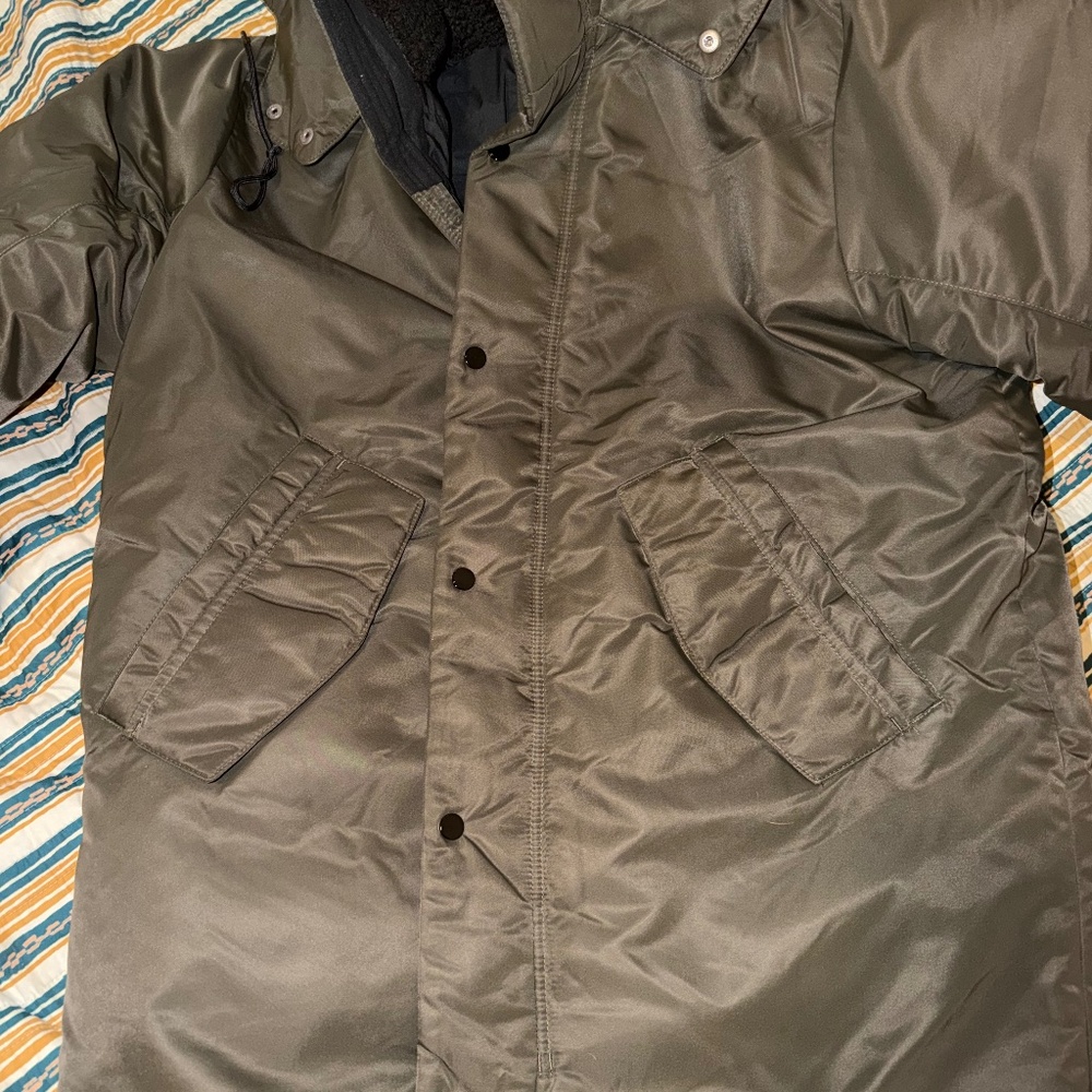 NWT Abercrombie & Fitch Men’s Olive Parka with Hood Size Large